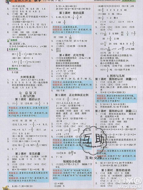 延边大学出版社2020新版世纪金榜金榜大讲堂六年级数学下册苏教版答案