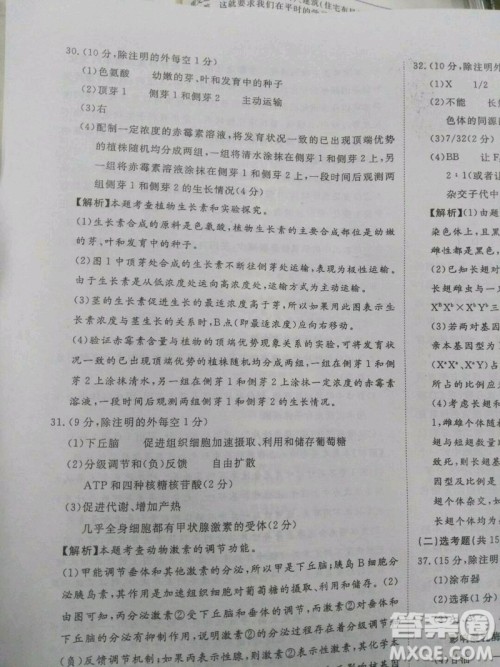 2020届国考1号生物7答案 2020届国考1号生物7答案