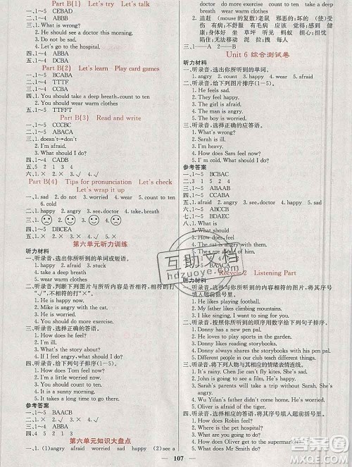 沈阳出版社2019年秋课堂点睛六年级英语上册人教版参考答案