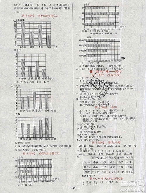 沈阳出版社2019年秋课堂点睛四年级数学上册人教版参考答案