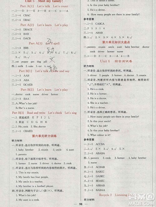 沈阳出版社2019年秋课堂点睛四年级英语上册人教版参考答案 沈阳出版社2019年秋课堂点睛四年级英语上册人教版参考答案