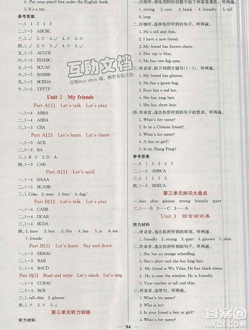 沈阳出版社2019年秋课堂点睛四年级英语上册人教版参考答案 沈阳出版社2019年秋课堂点睛四年级英语上册人教版参考答案