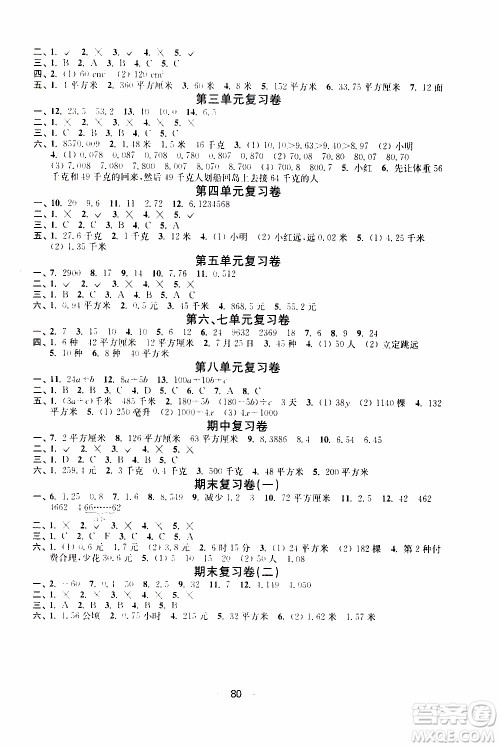 2019年随堂练1+2课课练单元卷数学五年级上参考答案 2019年随堂练1+2课课练单元卷数学五年级上参考答案