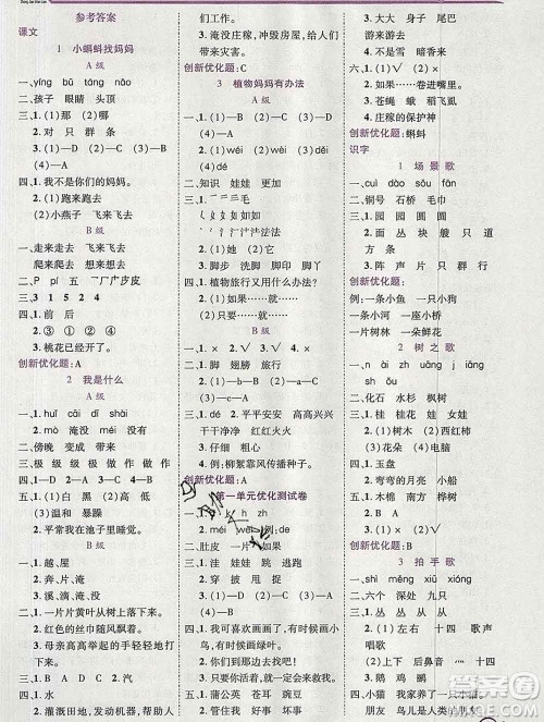 2019秋新版全优训练零失误优化作业本二年级语文上册人教版答案 2019秋新版全优训练零失误优化作业本二年级语文上册人教版答案