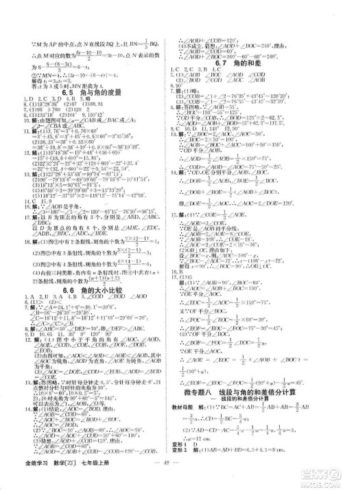 2019年全效提分卷七年级数学上册浙教版答案