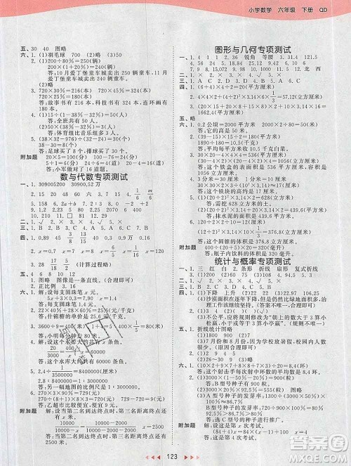 2020年春小儿郎53天天练六年级数学下册青岛版参考答案 2020年春小儿郎53天天练六年级数学下册青岛版参考答案