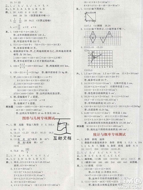 2020年春小儿郎53天天练六年级数学下册北师版参考答案