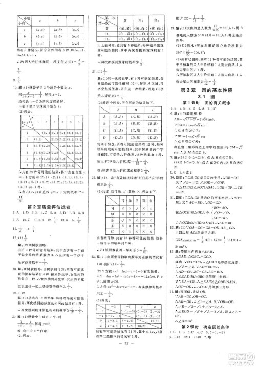 2019年全效提分卷九年级数学上下册浙教版答案 2019年全效提分卷九年级数学上下册浙教版答案