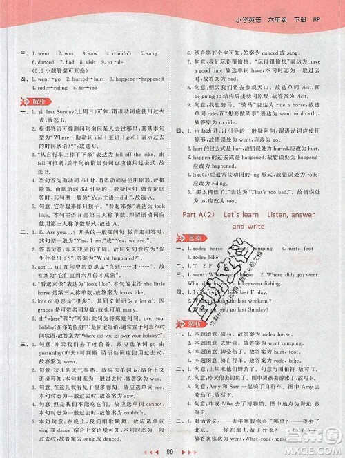 2020年春小儿郎53天天练六年级英语下册人教版参考答案