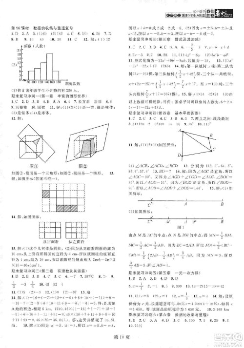 春如金卷2019初中数学课时作业AB本七年级上册B本答案 春如金卷2019初中数学课时作业AB本七年级上册B本答案
