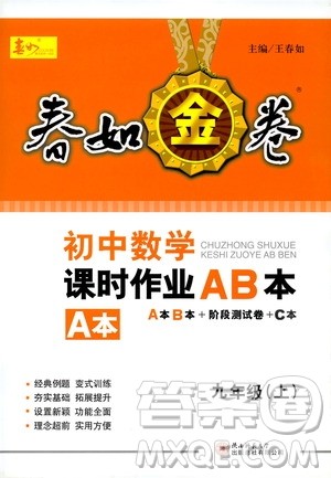 春如金卷2019初中数学课时作业AB本九年级上册A本答案