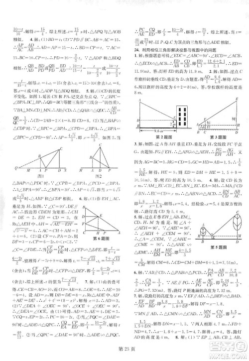 春如金卷2019初中数学课时作业AB本C本九年级上册答案