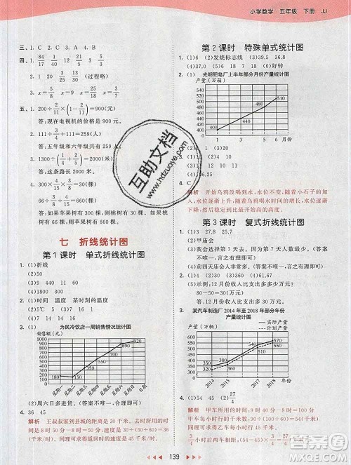 2020年春小儿郎53天天练五年级数学下册冀教版参考答案