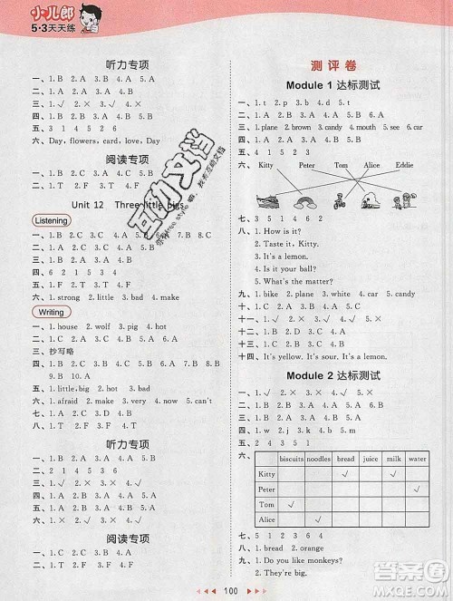 2020年春小儿郎53天天练三年级英语下册沪教牛津版参考答案 2020年春小儿郎53天天练三年级英语下册沪教牛津版参考答案