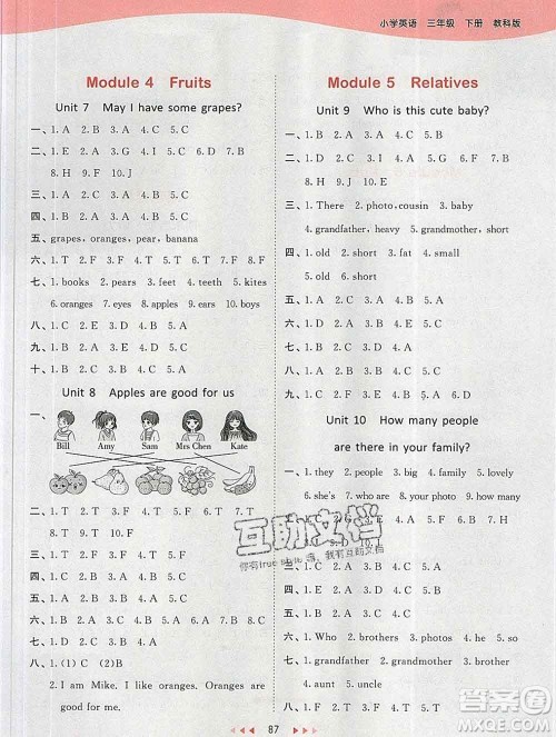 2020年春小儿郎53天天练三年级英语下册教科版广州专用参考答案 2020年春小儿郎53天天练三年级英语下册教科版广州专用参考答案