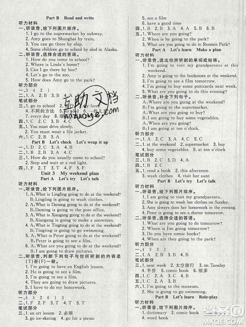 浙江大学出版社2019课时特训优化作业本六年级英语上册人教版答案 浙江大学出版社2019课时特训优化作业本六年级英语上册人教版答案