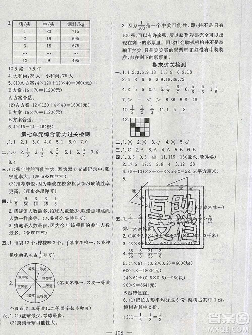 浙江大学出版社2019课时特训优化作业本五年级数学上册北师版答案 浙江大学出版社2019课时特训优化作业本五年级数学上册北师版答案