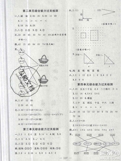 浙江大学出版社2019课时特训优化作业本二年级数学上册人教版答案