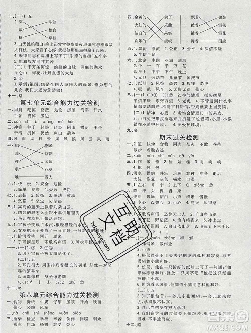 浙江大学出版社2019课时特训优化作业本二年级语文上册人教版答案 浙江大学出版社2019课时特训优化作业本二年级语文上册人教版答案