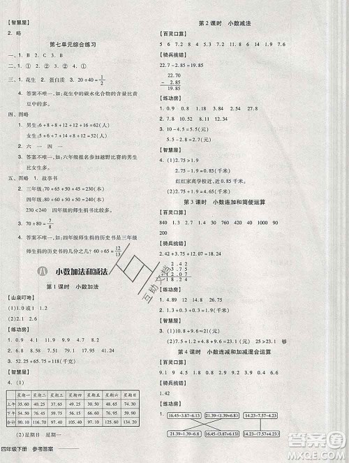 开明出版社2020春全品学练考四年级数学下册冀教版答案 开明出版社2020春全品学练考四年级数学下册冀教版答案