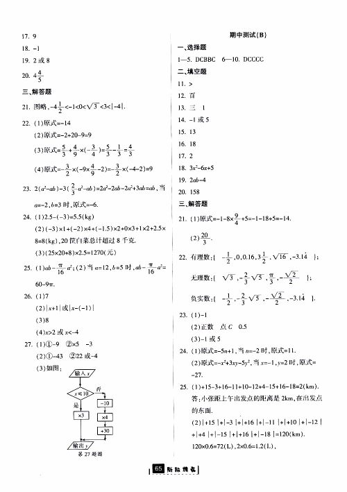 励耘书业2019版励耘新同步数学七年级上册浙教版参考答案 励耘书业2019版励耘新同步数学七年级上册浙教版参考答案
