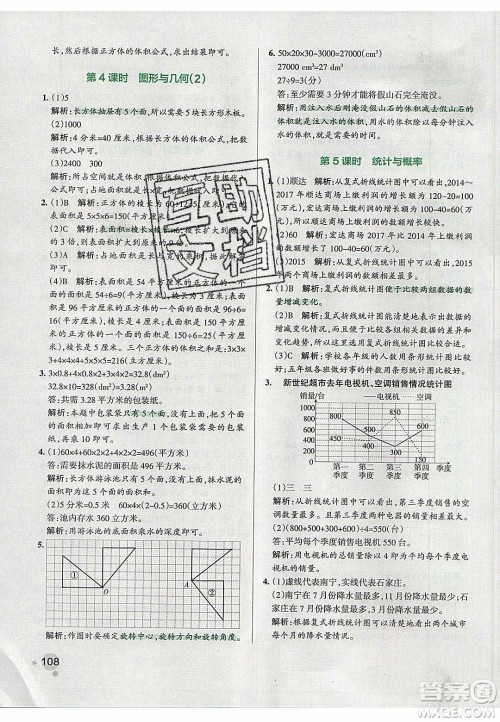 2020年PASS小学学霸作业本五年级数学下册人教版答案