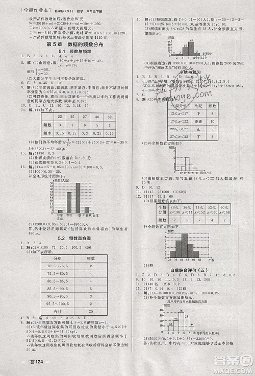 阳光出版社2020年全品作业本数学八年级下册新课标XJ湘教版参考答案 阳光出版社2020年全品作业本数学八年级下册新课标XJ湘教版参考答案