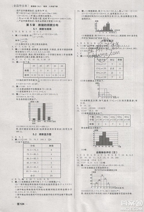 阳光出版社2020年全品作业本数学八年级下册新课标XJ湘教版参考答案