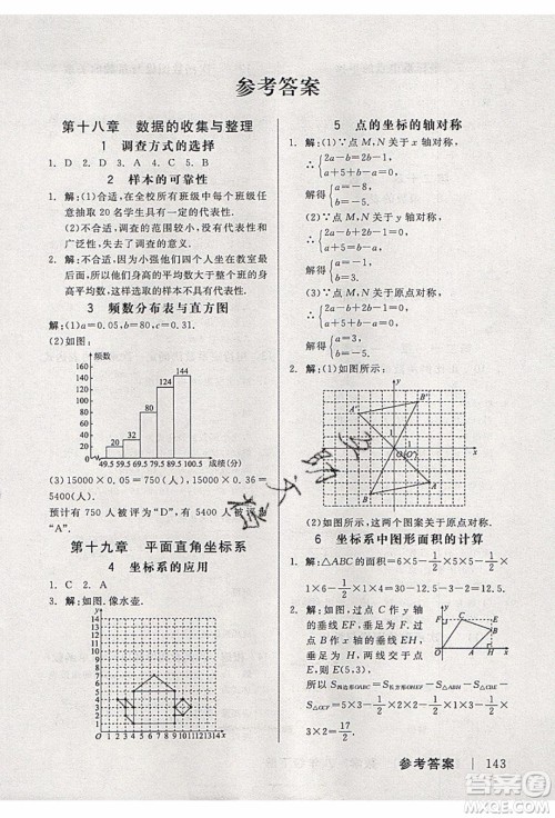 阳光出版社2020年全品作业本数学八年级下册新课标JJ冀教版参考答案