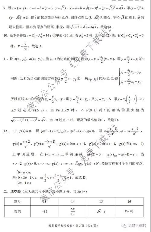 巴蜀中学2020届高考适应性月考卷五理科数学试题及答案