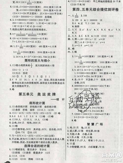 春雨教育2020春实验班提优训练六年级数学下册青岛版答案 春雨教育2020春实验班提优训练六年级数学下册青岛版答案