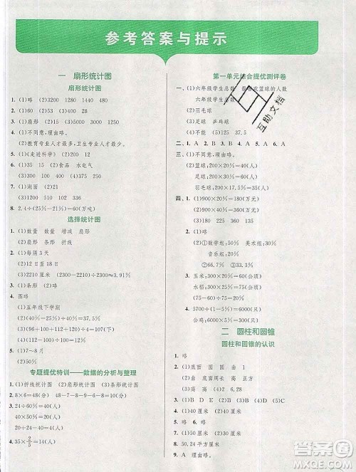 春雨教育2020春实验班提优训练六年级数学下册苏教版答案 春雨教育2020春实验班提优训练六年级数学下册苏教版答案