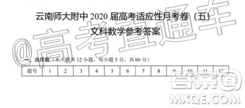 云南师大附中2020届高考适应性月考5文科数学答案