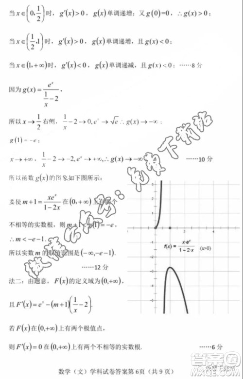 河北省五个一名校联盟2020届高三一轮复习收官考试文科数学答案