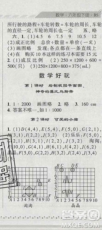 宁夏人民教育出版社2020春经纶学典课时作业六年级数学下册北师版答案