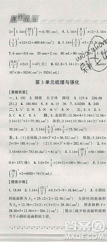 宁夏人民教育出版社2020春经纶学典课时作业六年级数学下册人教版答案 宁夏人民教育出版社2020春经纶学典课时作业六年级数学下册人教版答案