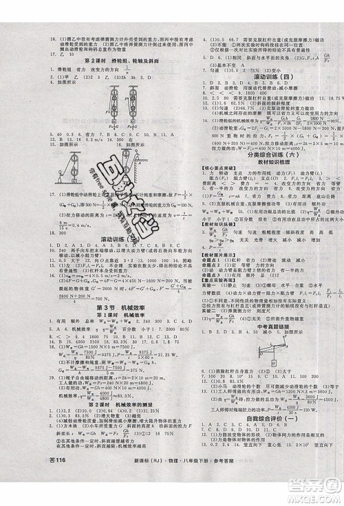 阳光出版社2020年全品作业本物理八年级下册新课标RJ人教版参考答案