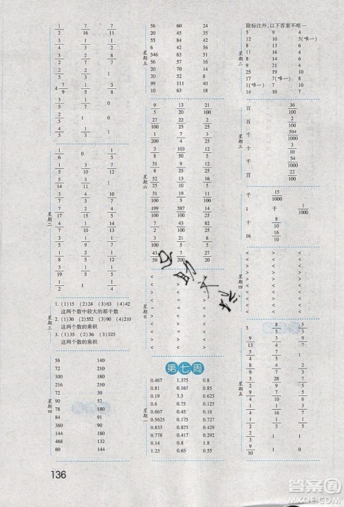 经纶学典2020年口算达人五年级下册数学青岛版参考答案