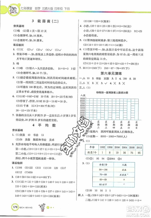 河北教育出版社2020年春七彩课堂四年级数学下册北师大版答案 河北教育出版社2020年春七彩课堂四年级数学下册北师大版答案
