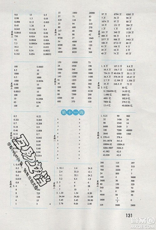 经纶学典2020年口算达人四年级下册数学青岛版参考答案