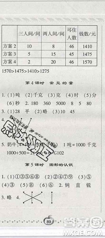 宁夏人民教育出版社2020春经纶学典课时作业三年级数学下册北师版答案 宁夏人民教育出版社2020春经纶学典课时作业三年级数学下册北师版答案