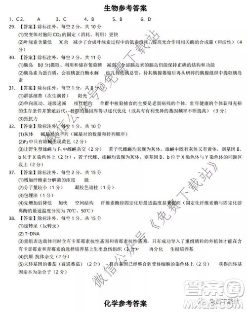湖北省华中师大附中2020届高三教学质量联合测评理科综合试题及答案