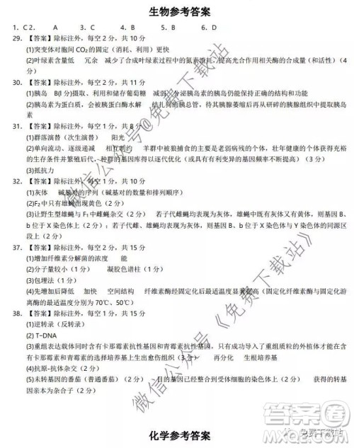 湖北省华中师大附中2020届高三教学质量联合测评理科综合试题及答案