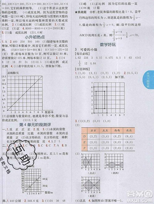 吉林人民出版社2020春小学教材完全解读六年级数学下册北师版答案 吉林人民出版社2020春小学教材完全解读六年级数学下册北师版答案