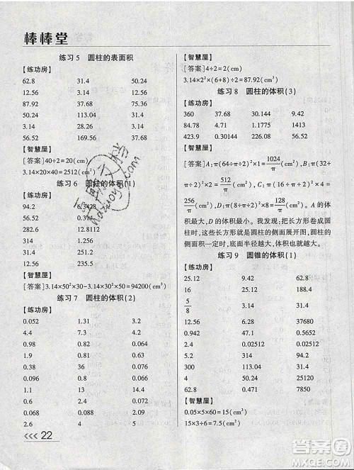 经纶学典2020春棒棒堂同步练习加单元测评六年级数学下册人教版答案 经纶学典2020春棒棒堂同步练习加单元测评六年级数学下册人教版答案