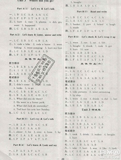 经纶学典2020春棒棒堂同步练习加单元测评六年级英语下册人教版答案 经纶学典2020春棒棒堂同步练习加单元测评六年级英语下册人教版答案