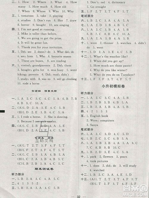经纶学典2020春棒棒堂同步练习加单元测评六年级英语下册人教版答案 经纶学典2020春棒棒堂同步练习加单元测评六年级英语下册人教版答案