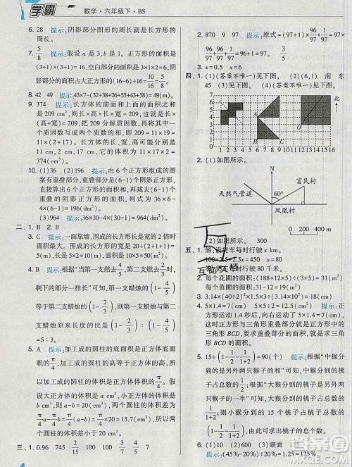 宁夏人民教育出版社2020春经纶学典学霸六年级数学下册北师版答案