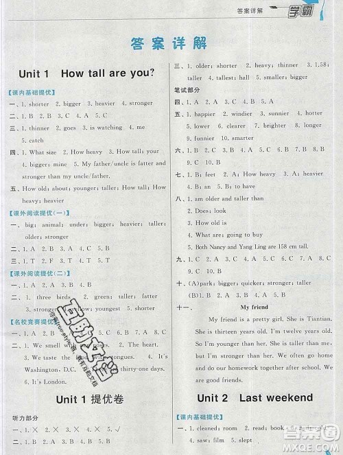宁夏人民教育出版社2020春经纶学典学霸六年级英语下册人教版答案 宁夏人民教育出版社2020春经纶学典学霸六年级英语下册人教版答案