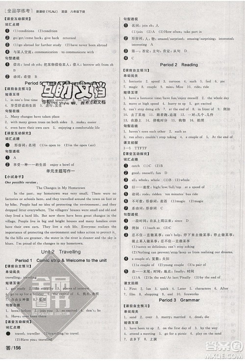 阳光出版社2020年全品学练考英语八年级下册新课标YLNJ译林牛津版答案 阳光出版社2020年全品学练考英语八年级下册新课标YLNJ译林牛津版答案